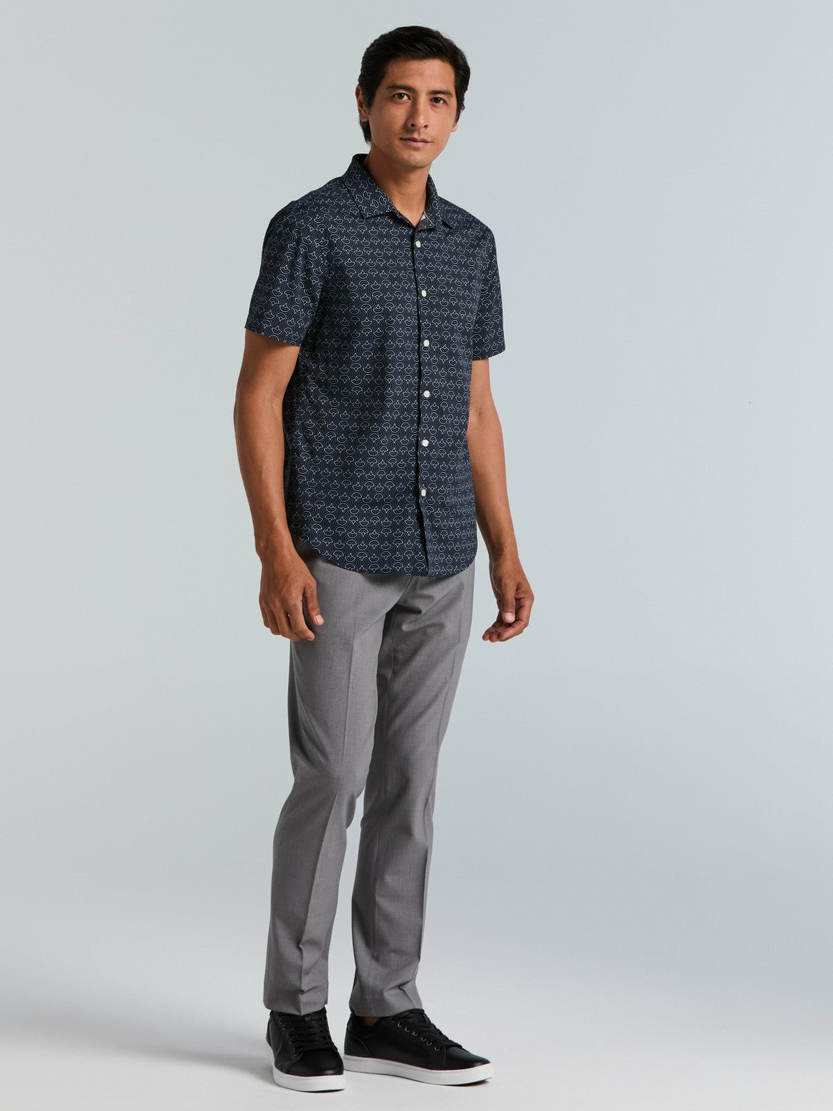 Dotted Wave Print Slim Fit Total Stretch Shirt -  Perry Ellis discount