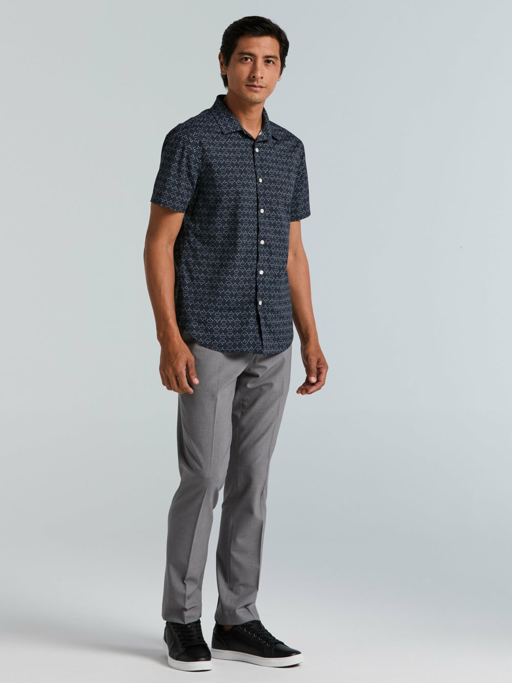 Dotted Wave Print Slim Fit Total Stretch Shirt -  Perry Ellis discount