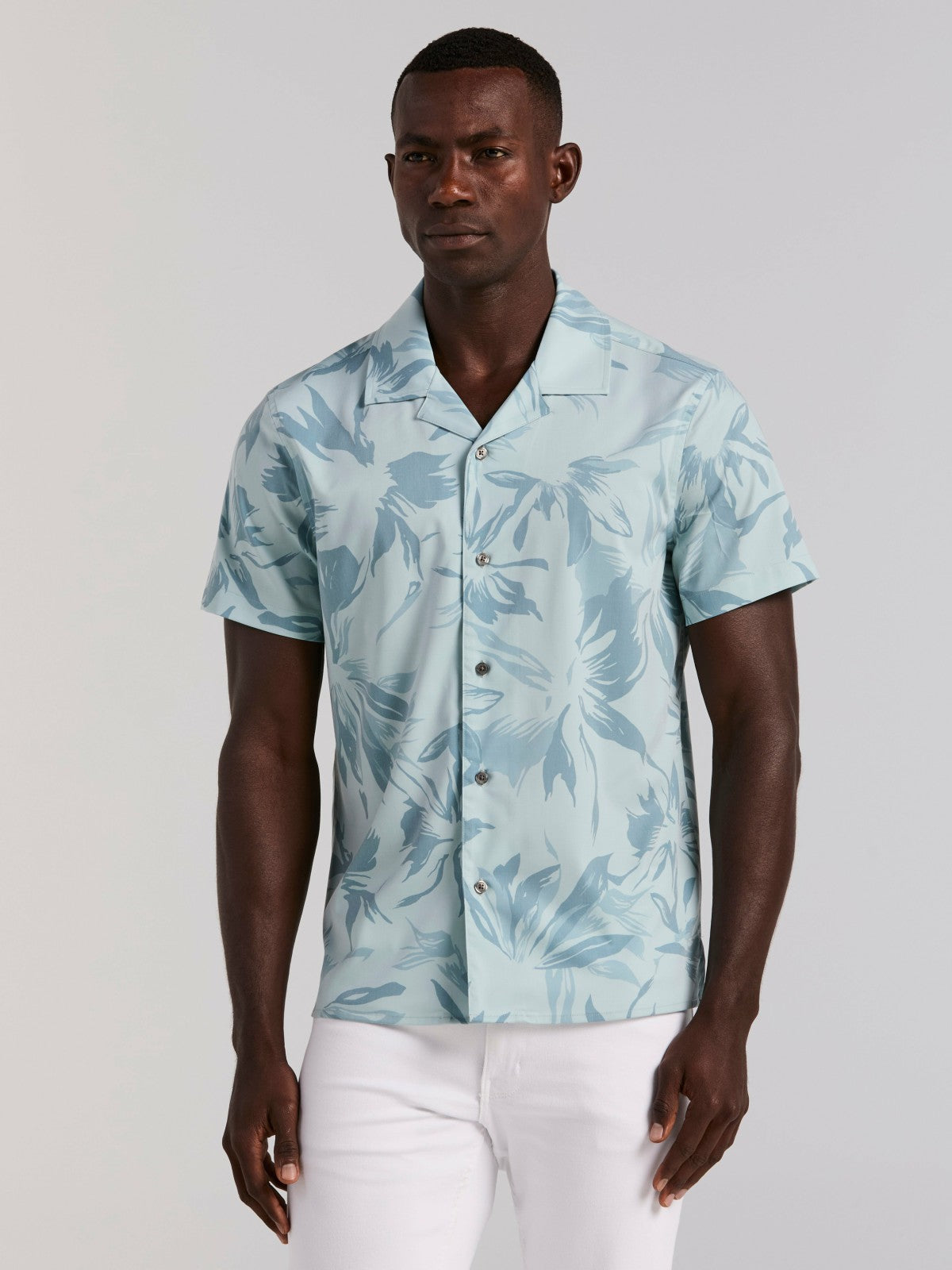 Camp Collar Floral Print Soft Touch Shirt -  Perry Ellis near me