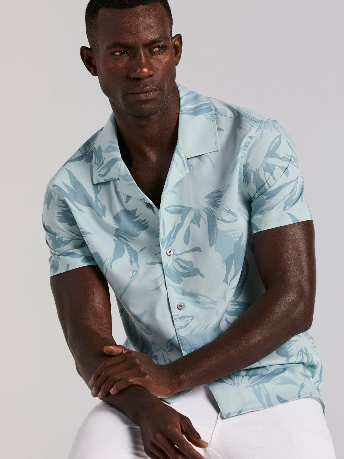 Camp Collar Floral Print Soft Touch Shirt -  Perry Ellis near me