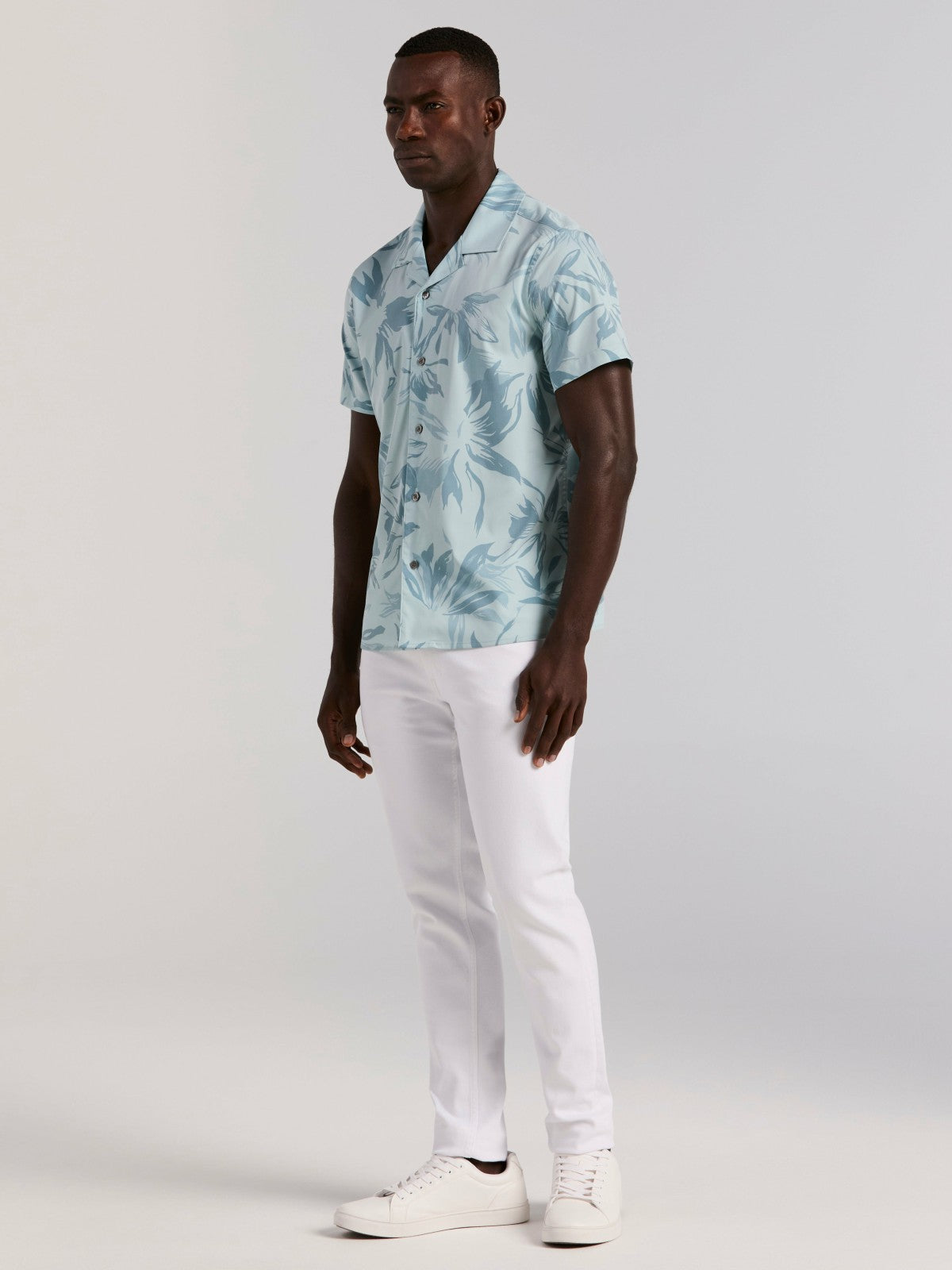 Camp Collar Floral Print Soft Touch Shirt -  Perry Ellis near me