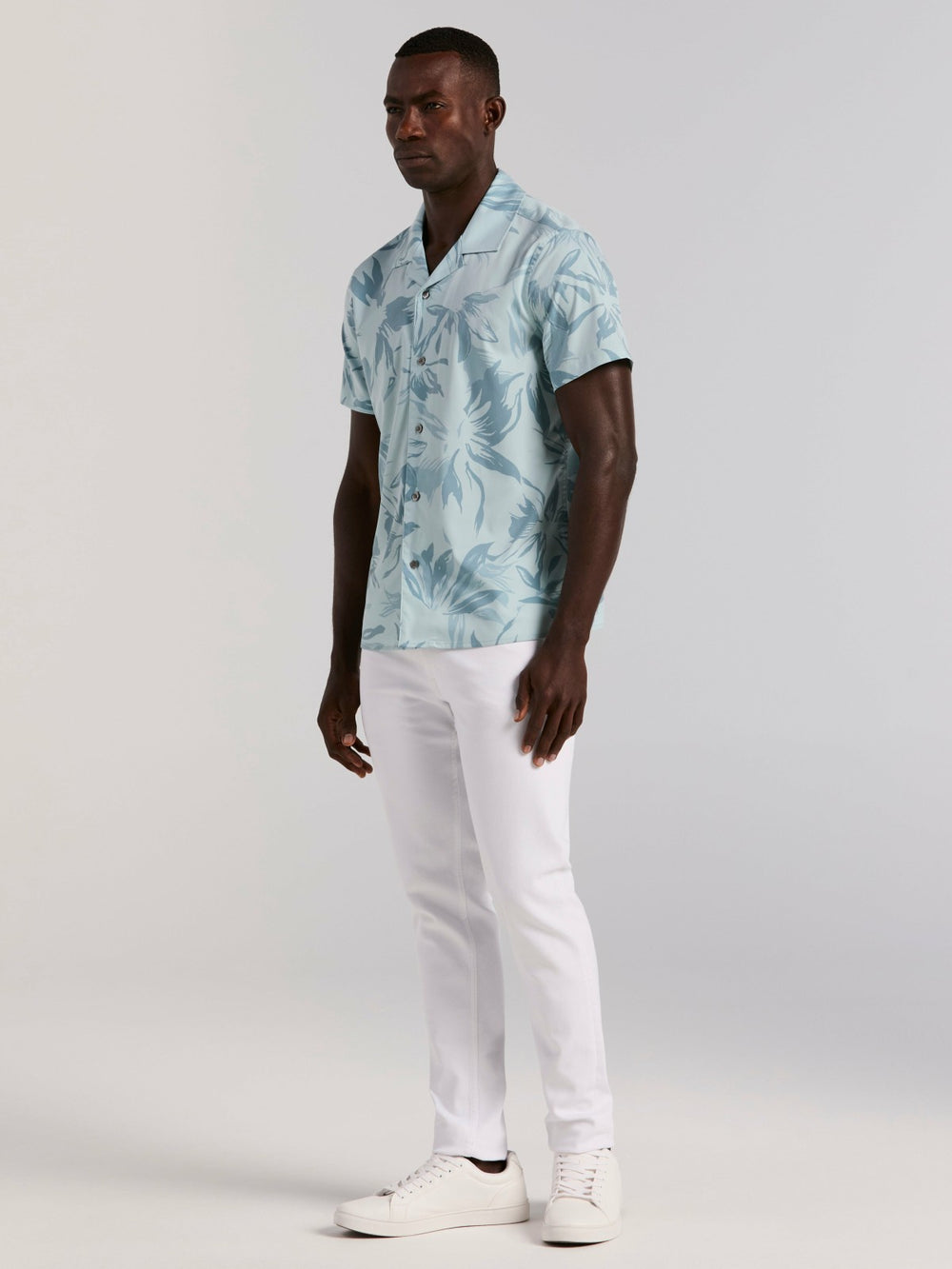 Camp Collar Floral Print Soft Touch Shirt -  Perry Ellis near me