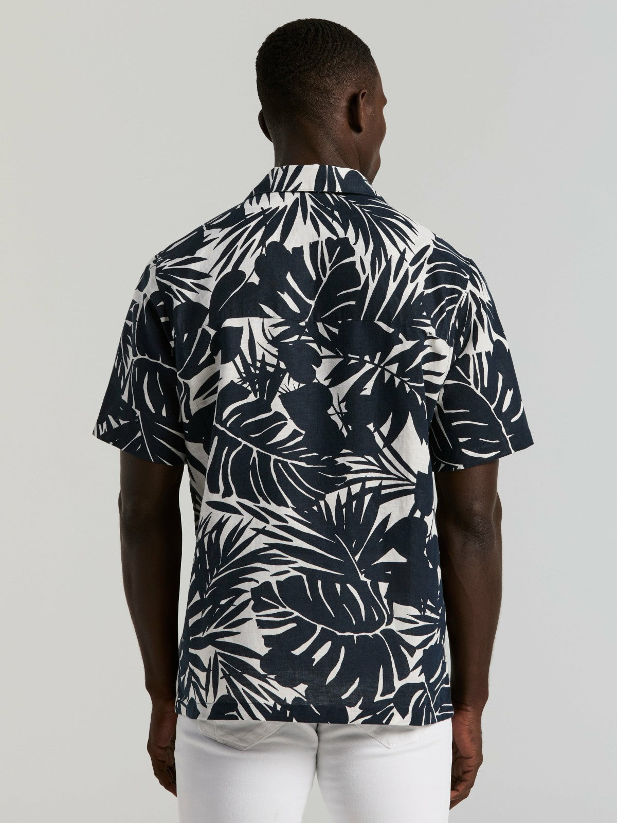 Tropical Leaf Print Camp Collar Shirt -  Perry Ellis sale