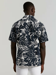 Tropical Leaf Print Camp Collar Shirt -  Perry Ellis sale