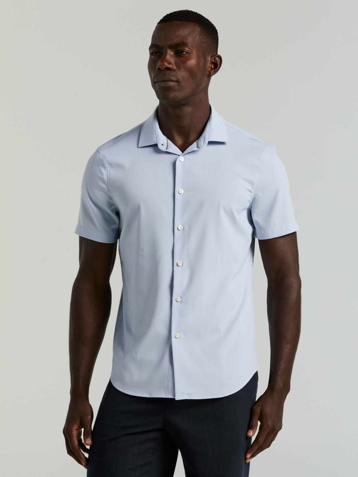 Slim Fit Total Stretch Heathered Short Sleeve Shirt -  Perry Ellis for sale