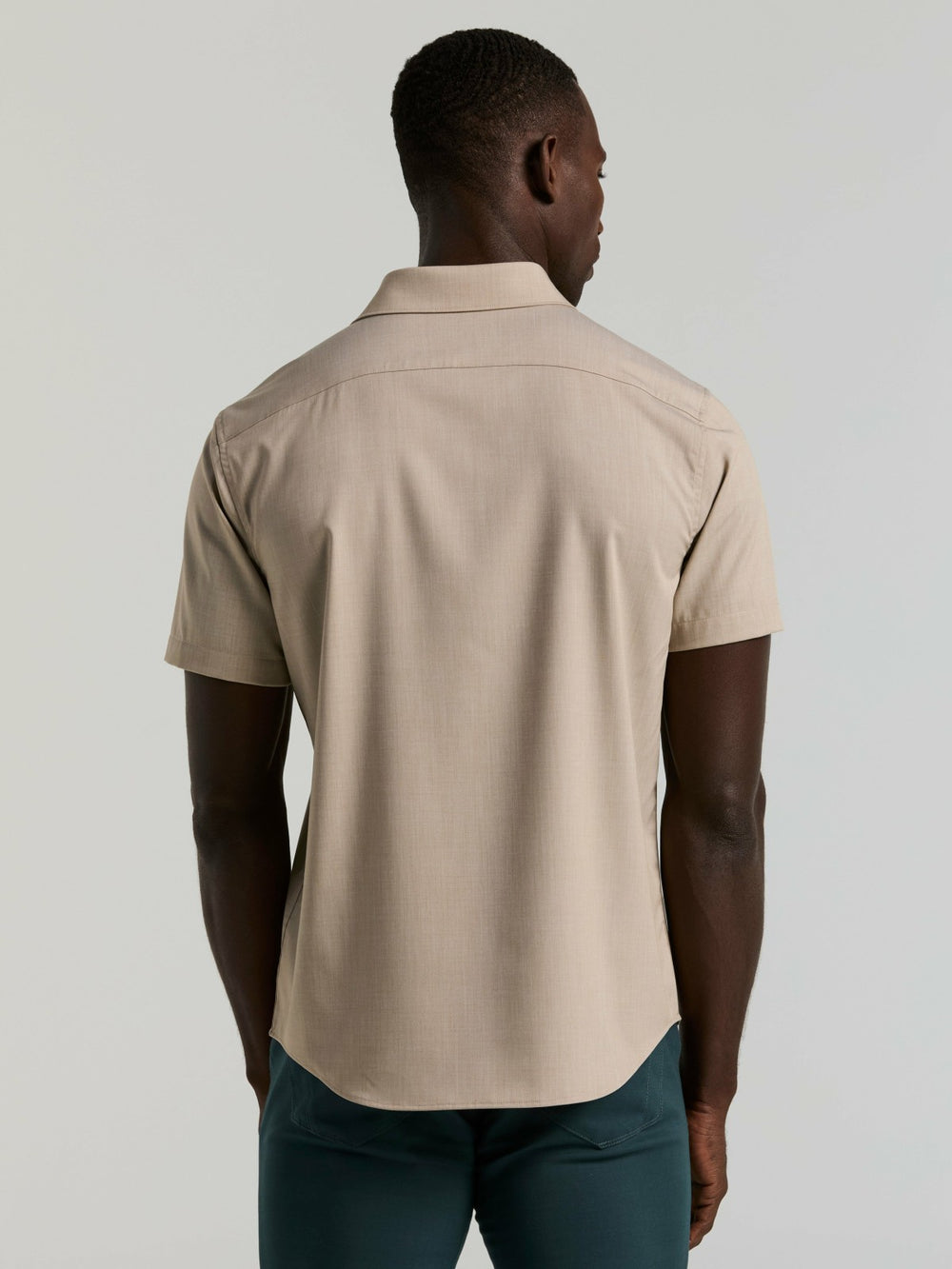 Slim Fit Total Stretch Heathered Short Sleeve Shirt -  Perry Ellis for sale
