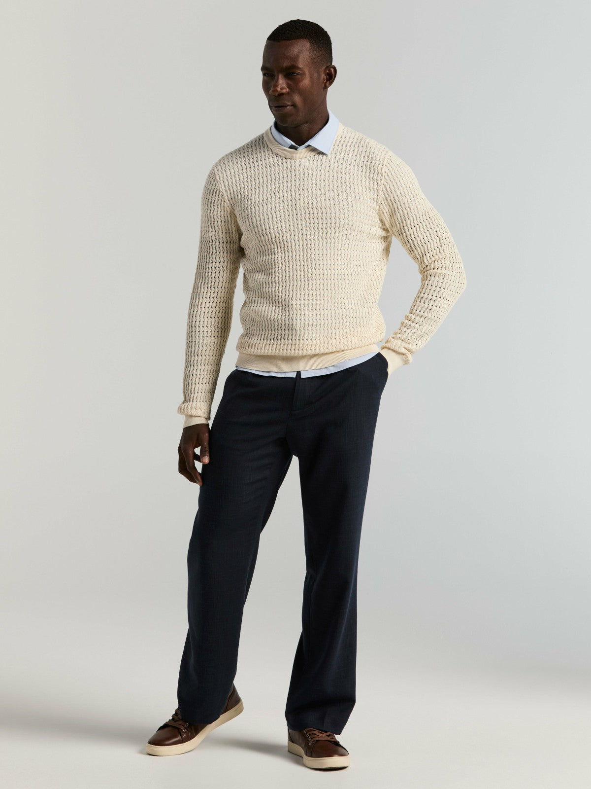 Slim Fit Total Stretch Heathered Short Sleeve Shirt -  Perry Ellis for sale