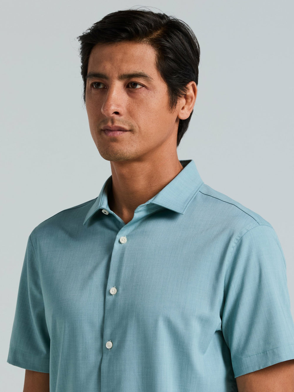 Slim Fit Total Stretch Heathered Short Sleeve Shirt -  Perry Ellis for sale