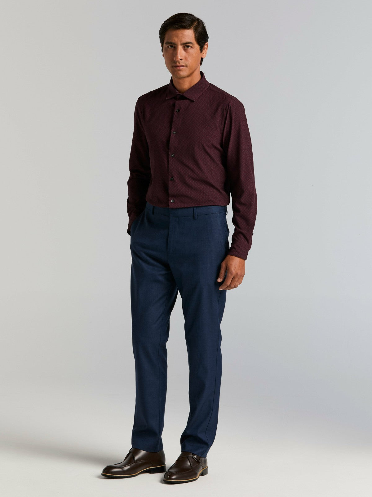 Diamond Print Slim Fit Total Stretch Shirt -  Perry Ellis on sale