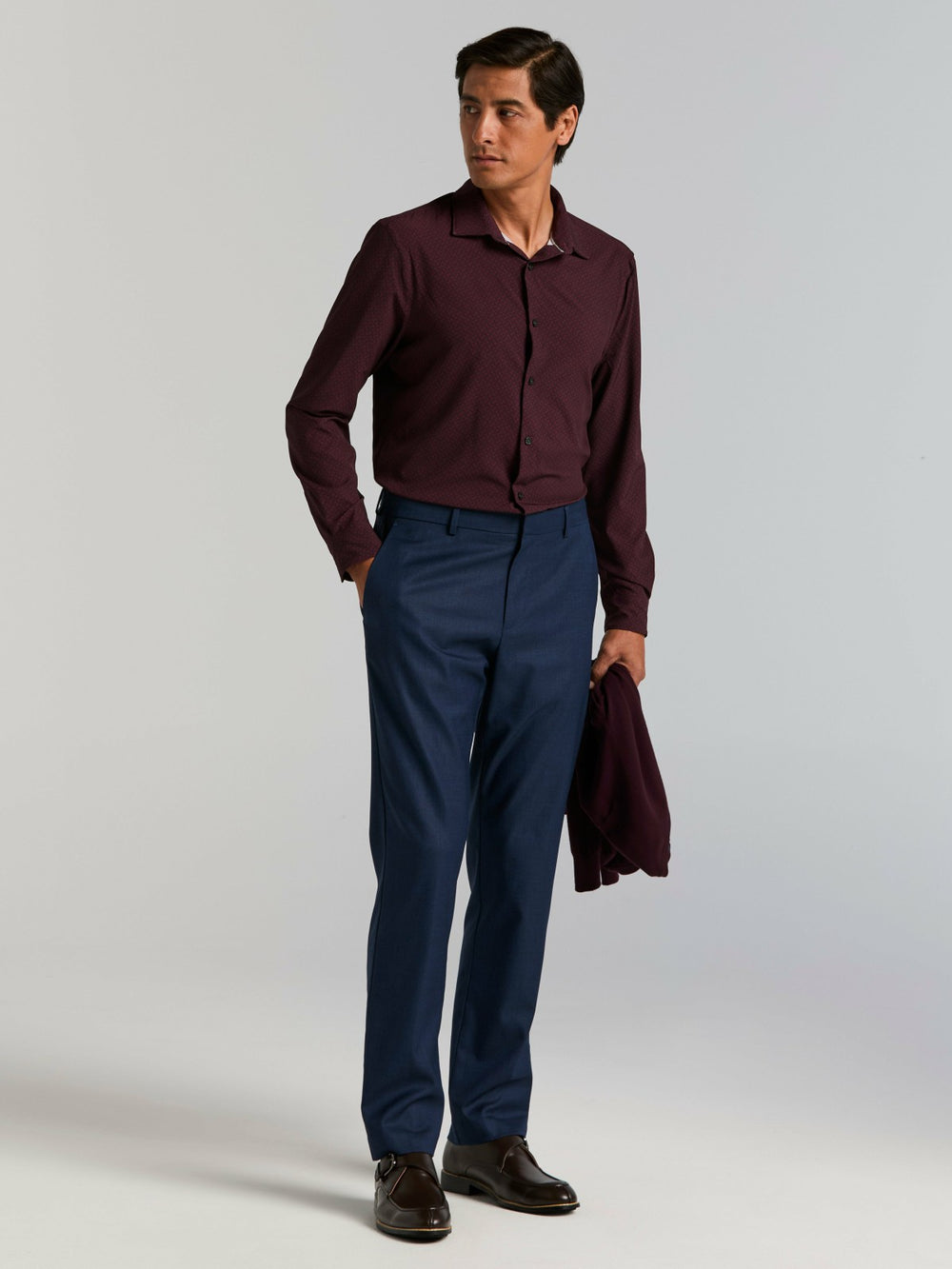 Diamond Print Slim Fit Total Stretch Shirt -  Perry Ellis on sale