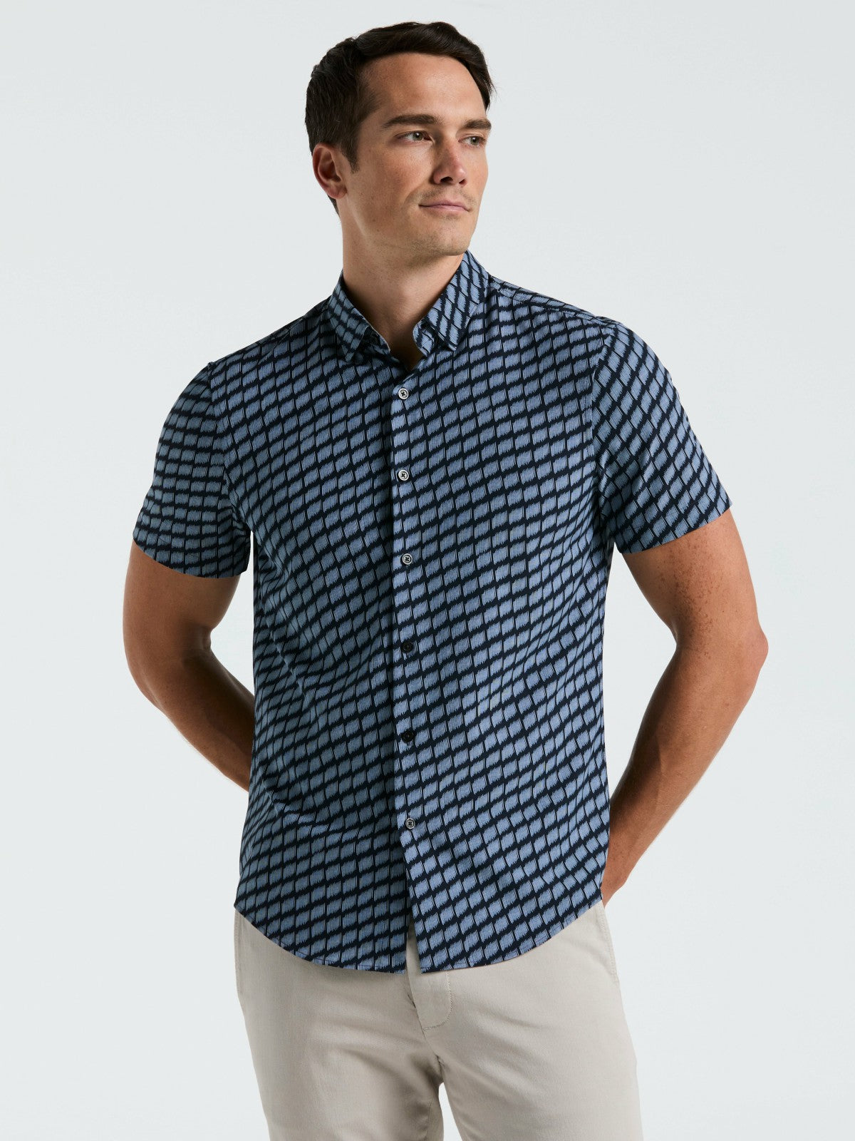 Total Stretch Hash Mark Print Slim Fit Shirt -  Perry Ellis online