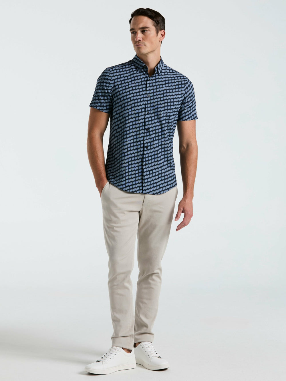 Total Stretch Hash Mark Print Slim Fit Shirt -  Perry Ellis online