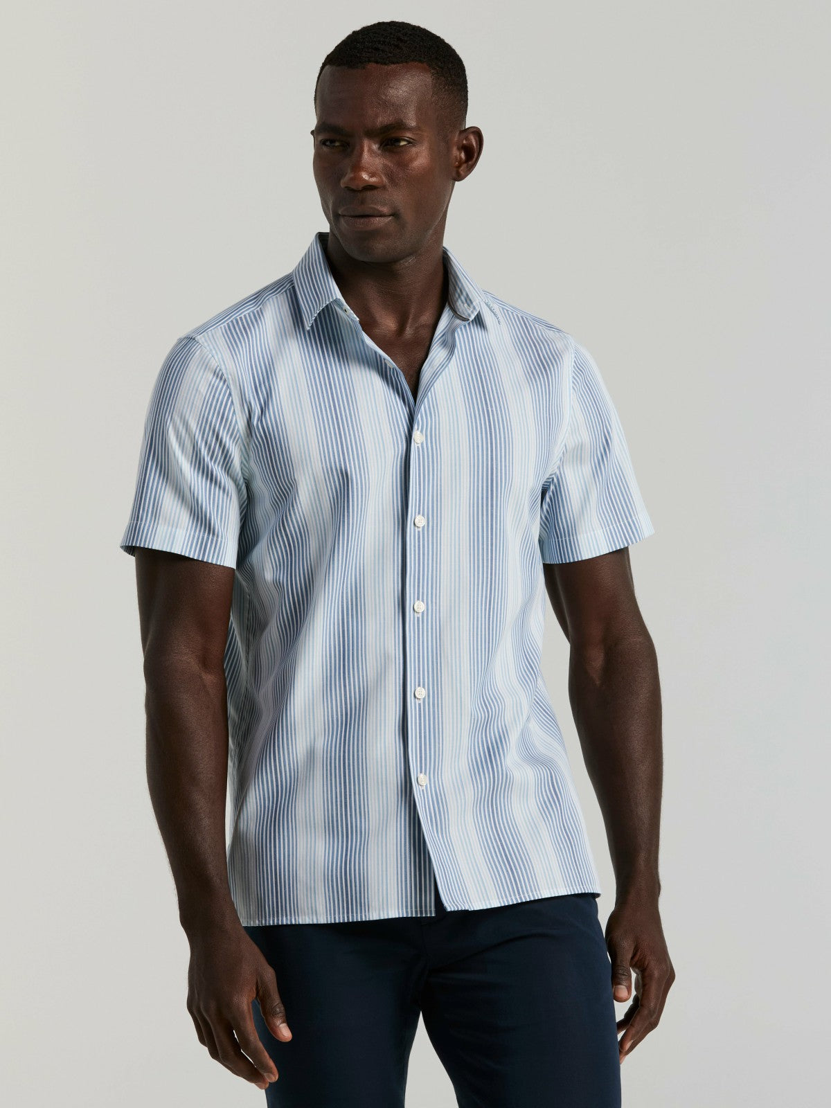 Multi Tonal Vertical Stripe Shirt -  Perry Ellis discount