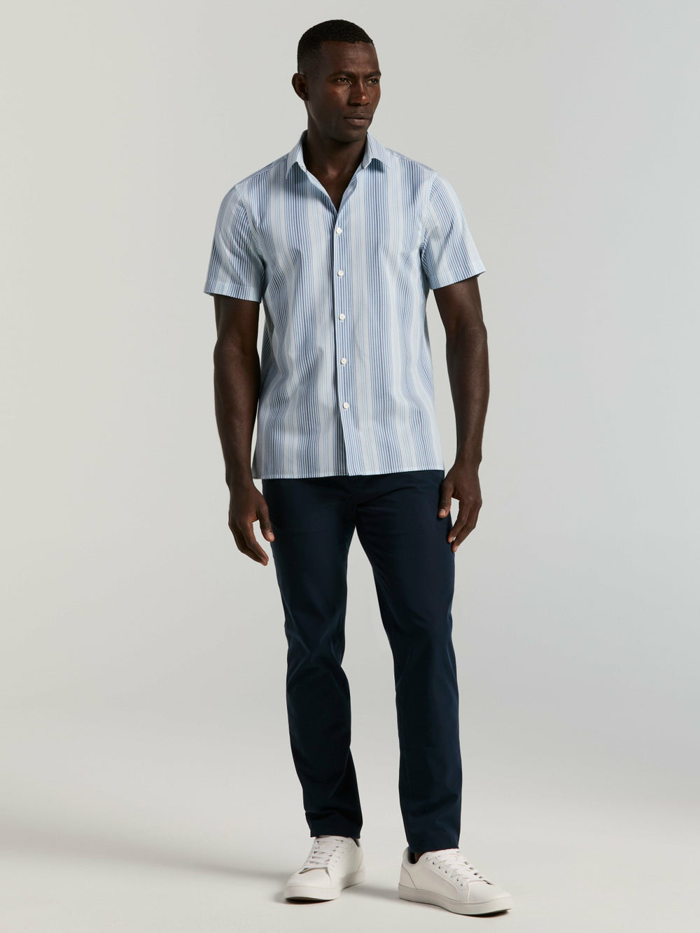 Multi Tonal Vertical Stripe Shirt -  Perry Ellis discount