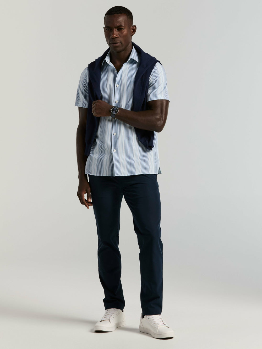 Multi Tonal Vertical Stripe Shirt -  Perry Ellis discount