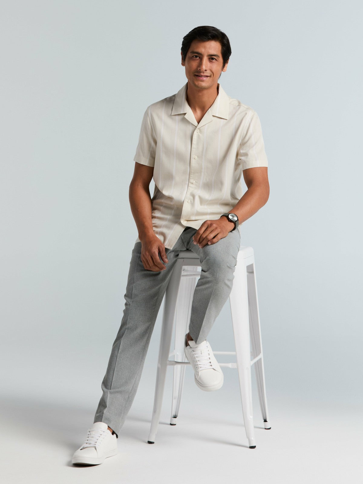 EcoVero™ Striped Camp Collar Shirt -  Perry Ellis sale