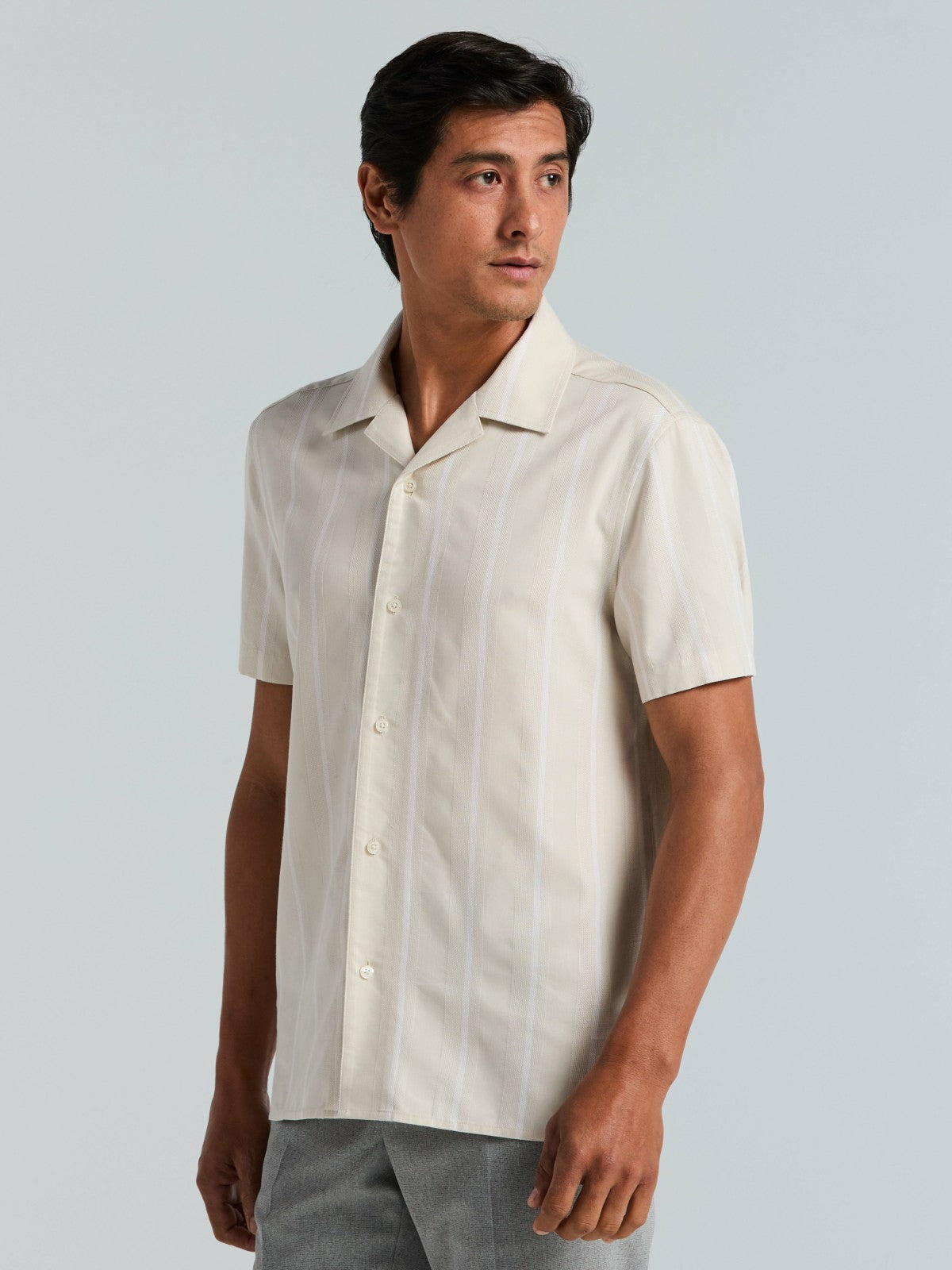 EcoVero™ Striped Camp Collar Shirt -  Perry Ellis sale