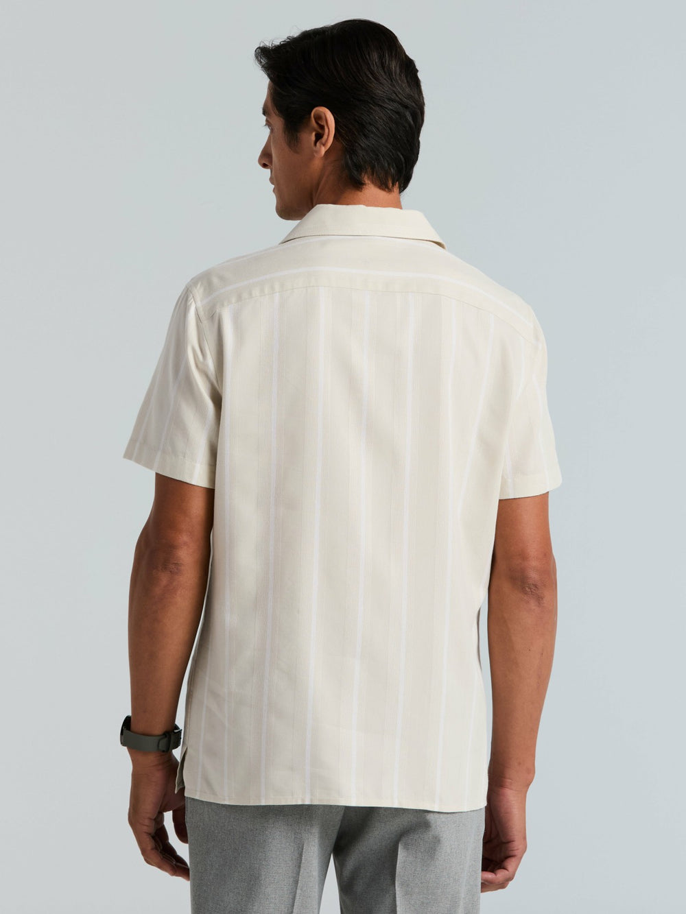 EcoVero™ Striped Camp Collar Shirt -  Perry Ellis sale