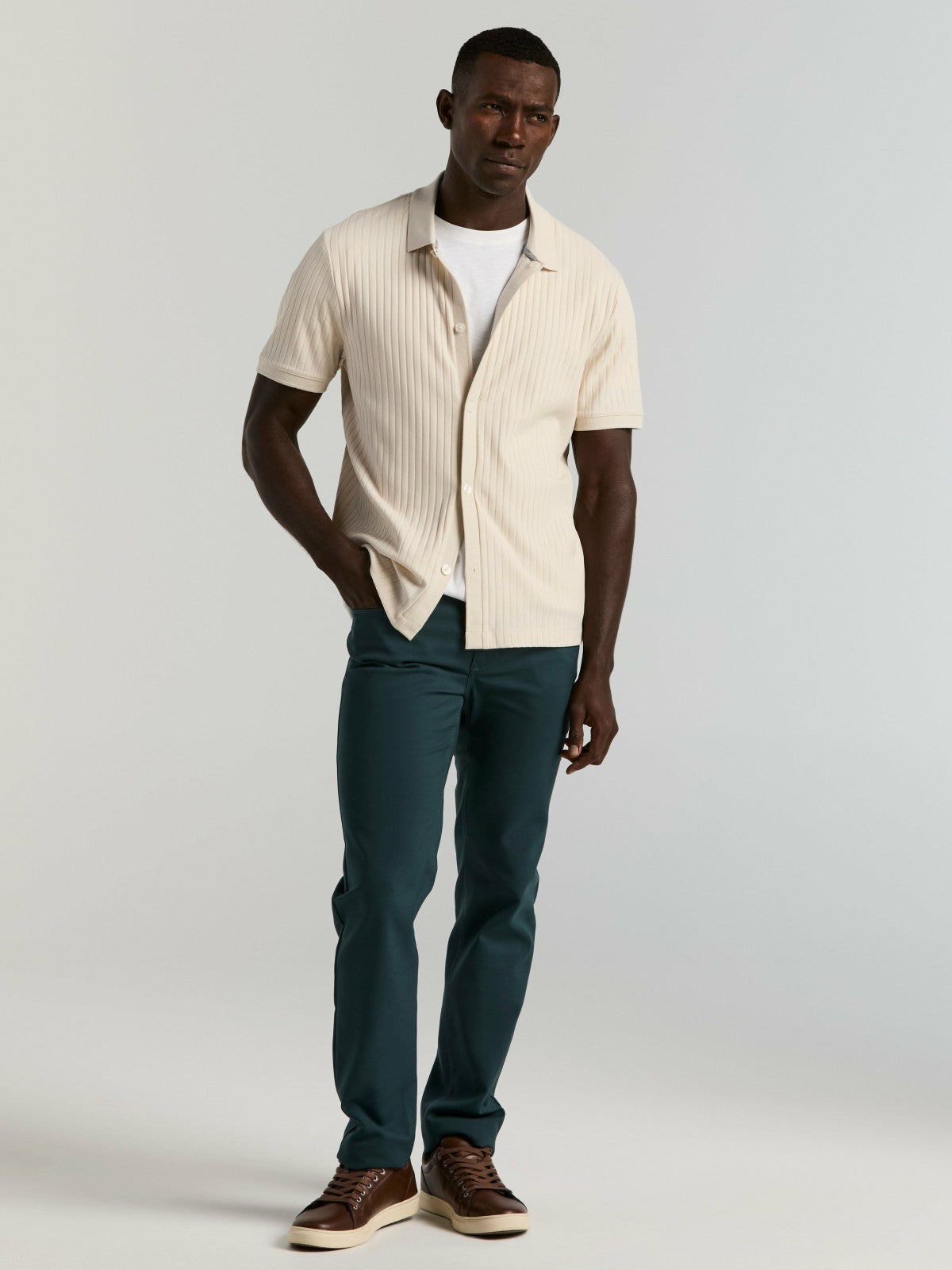 Ribbed Button Front Knit -  Perry Ellis on sale