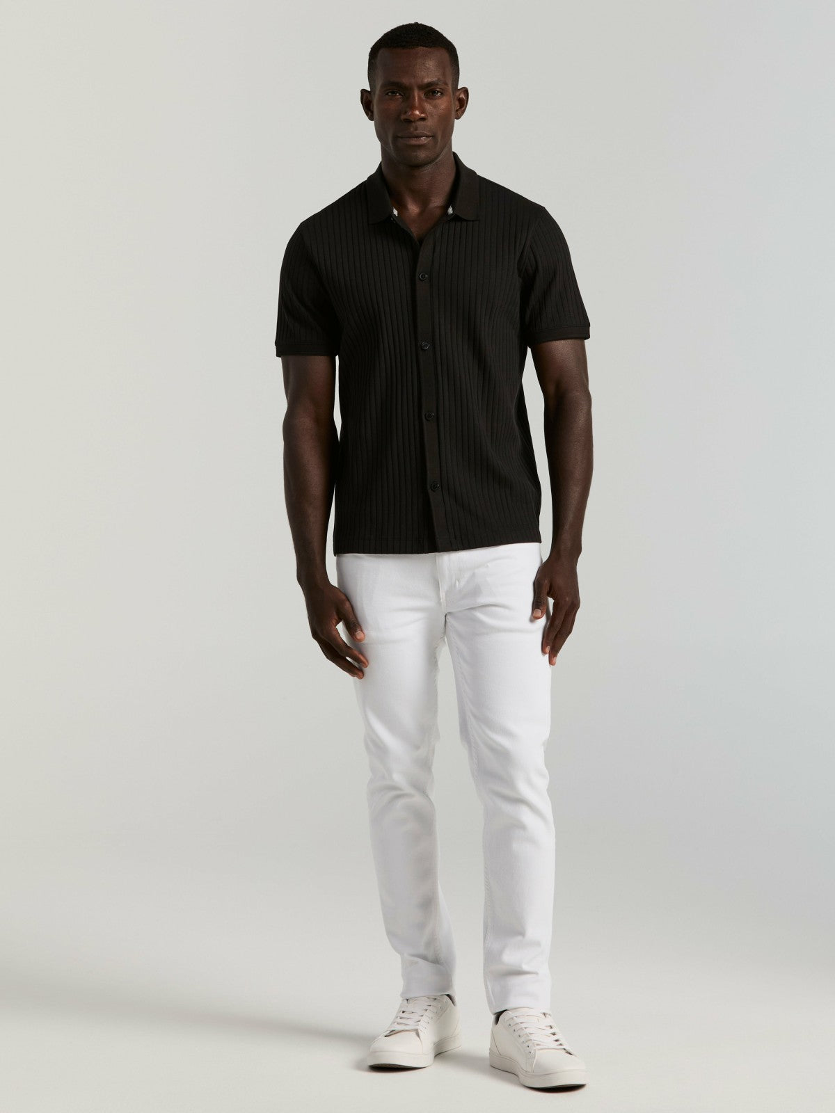 Ribbed Button Front Knit -  Perry Ellis on sale