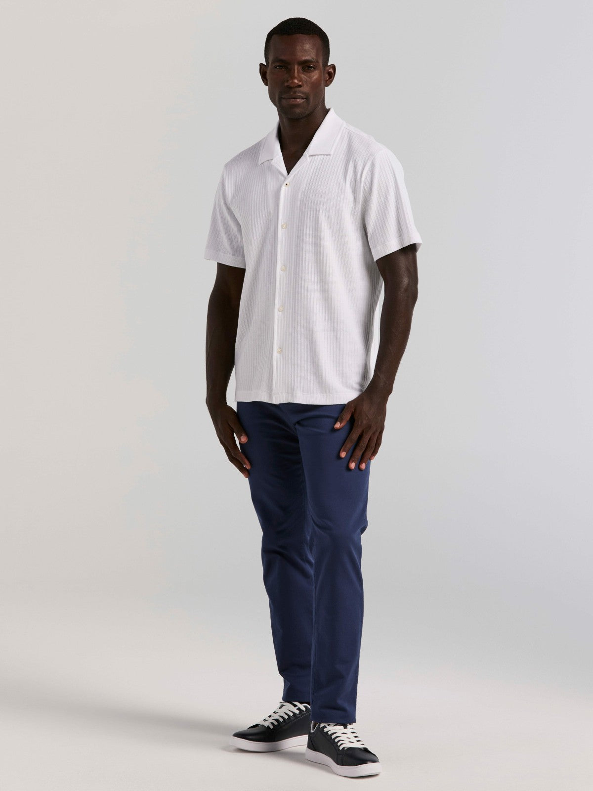 Vertical Stripe Jacquard Button Front Knit -  Perry Ellis online