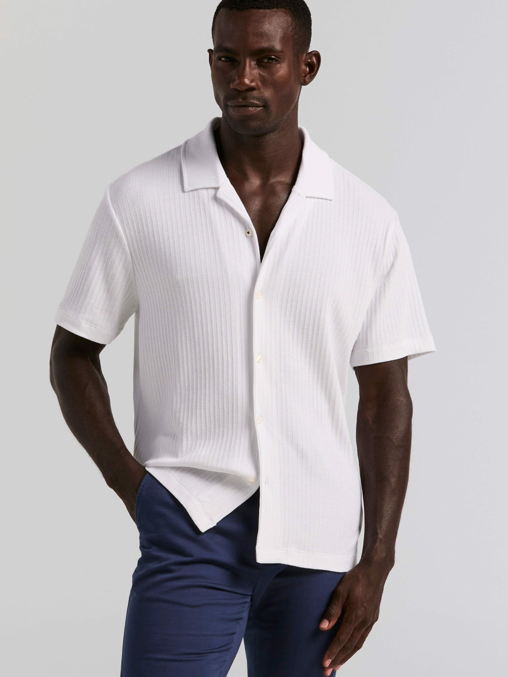 Vertical Stripe Jacquard Button Front Knit -  Perry Ellis online