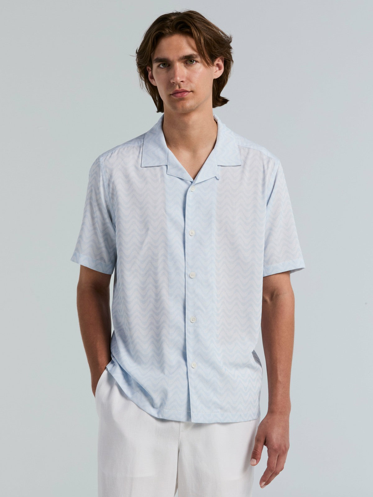 Textured Dobby Camp Collar Shirt -  Perry Ellis discount