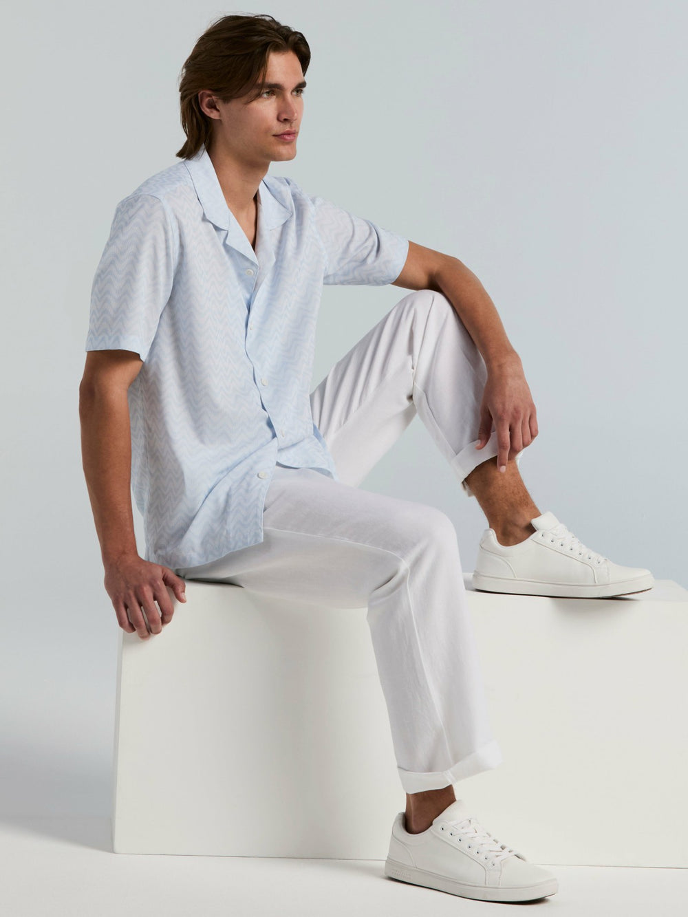 Textured Dobby Camp Collar Shirt -  Perry Ellis discount
