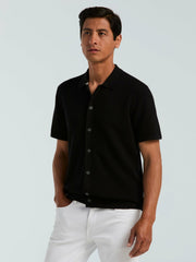 Cotton Wavy Knit Button Front Sweater -  Perry Ellis US