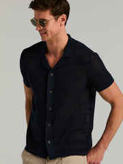Cotton Mesh Knit Striped Button Front Sweater -  Perry Ellis near me