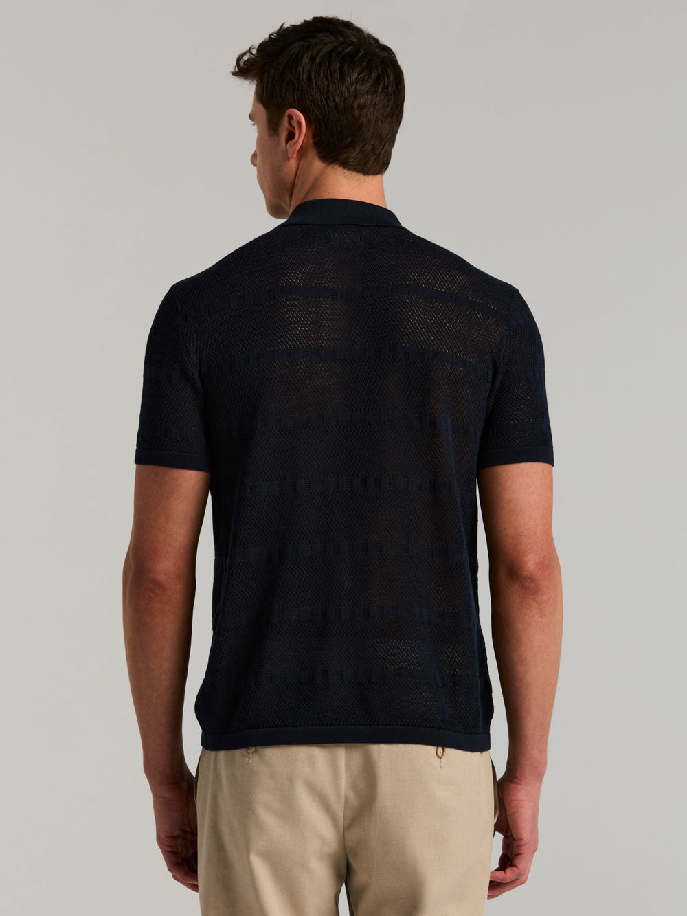 Cotton Mesh Knit Striped Button Front Sweater -  Perry Ellis near me