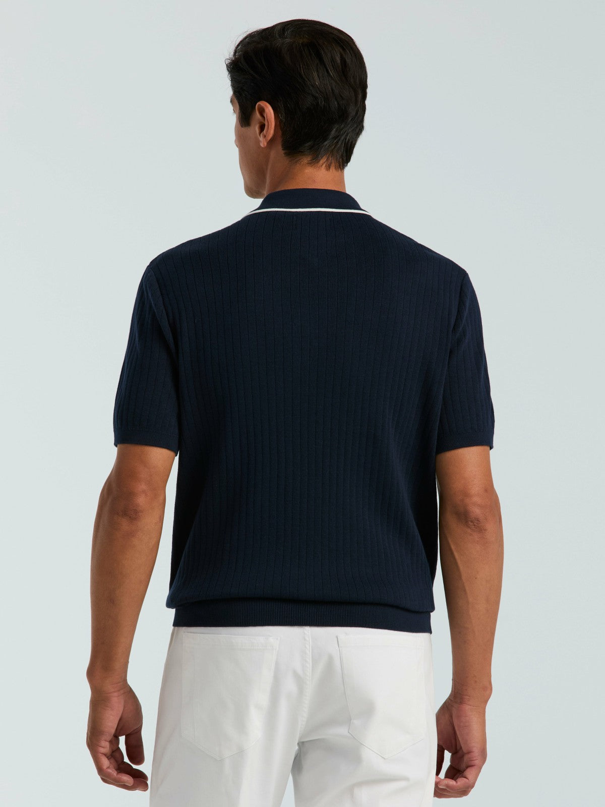 Cotton Tipped Ribbed Full Zip Sweater -  Perry Ellis for sale