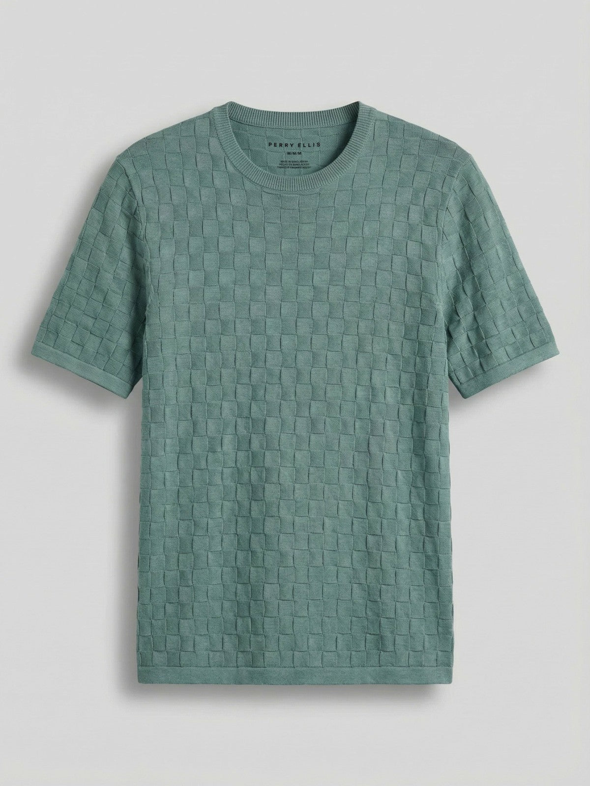 Square Pattern Crew Neck Sweater Tee -  Perry Ellis on sale