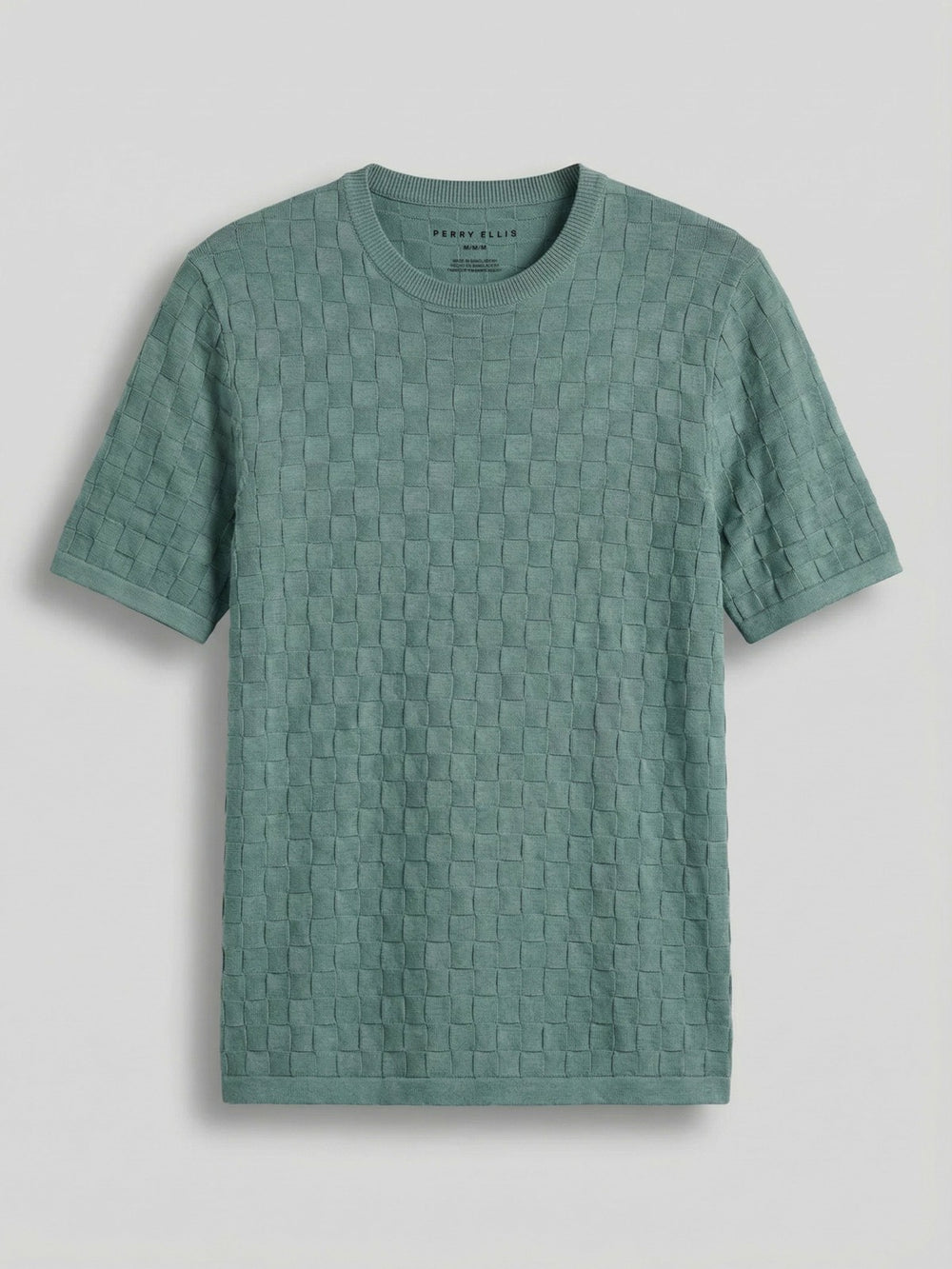 Square Pattern Crew Neck Sweater Tee -  Perry Ellis on sale