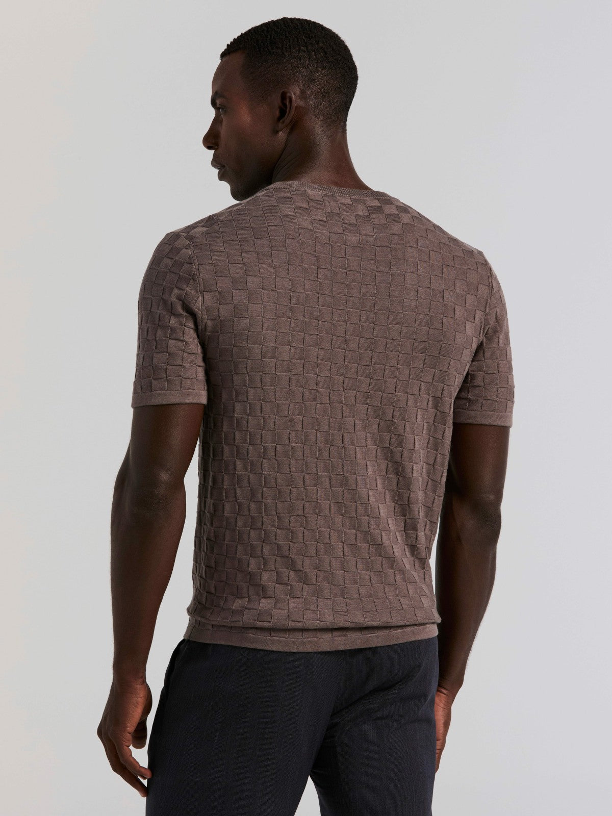 Square Pattern Crew Neck Sweater Tee -  Perry Ellis on sale