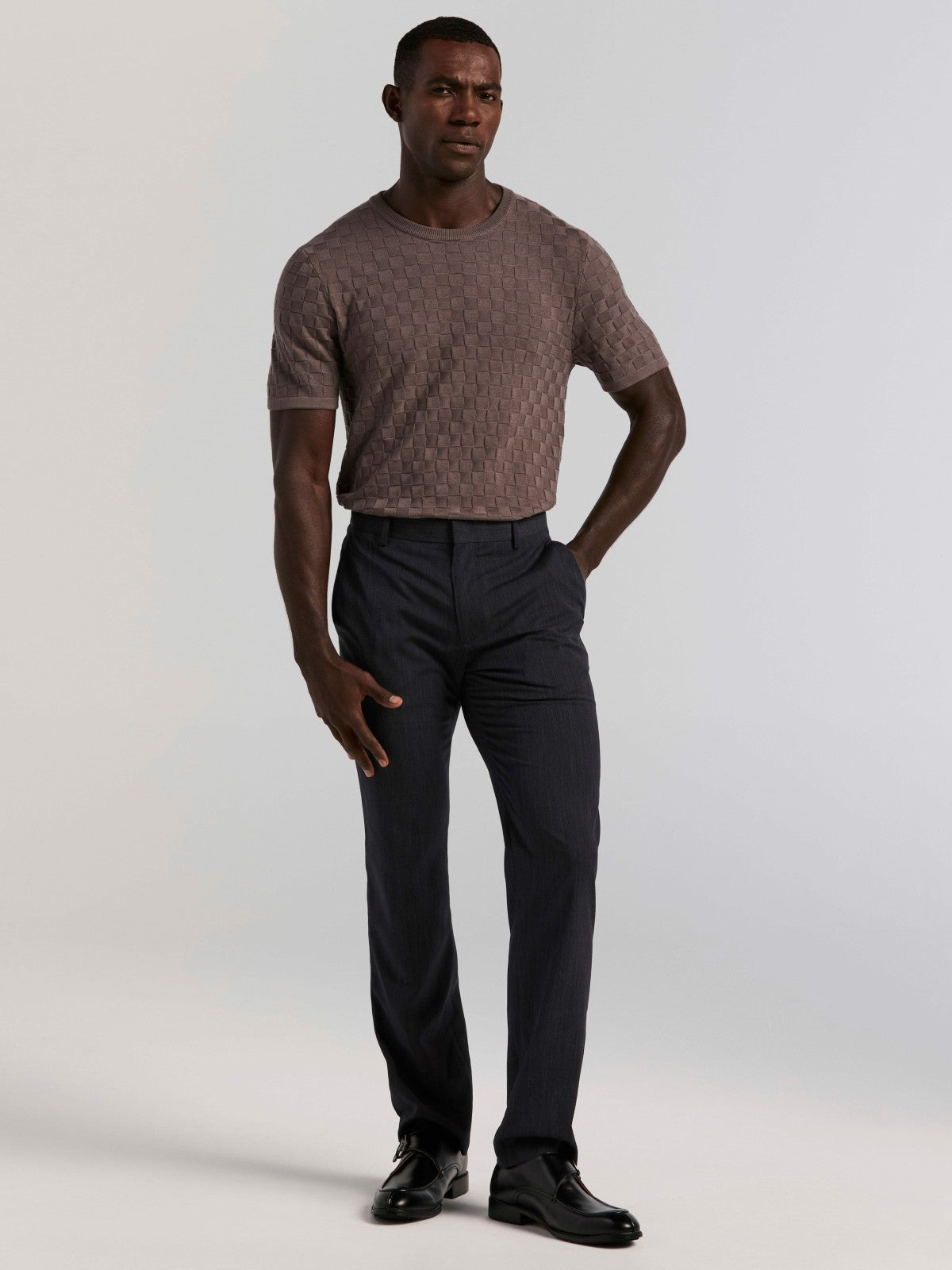 Square Pattern Crew Neck Sweater Tee -  Perry Ellis on sale