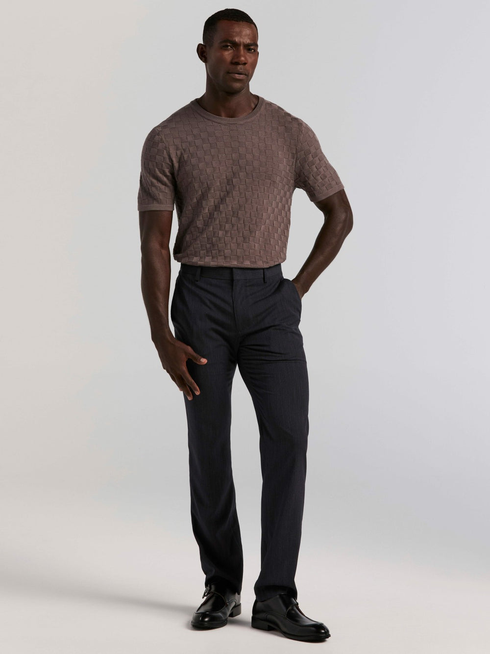 Square Pattern Crew Neck Sweater Tee -  Perry Ellis on sale