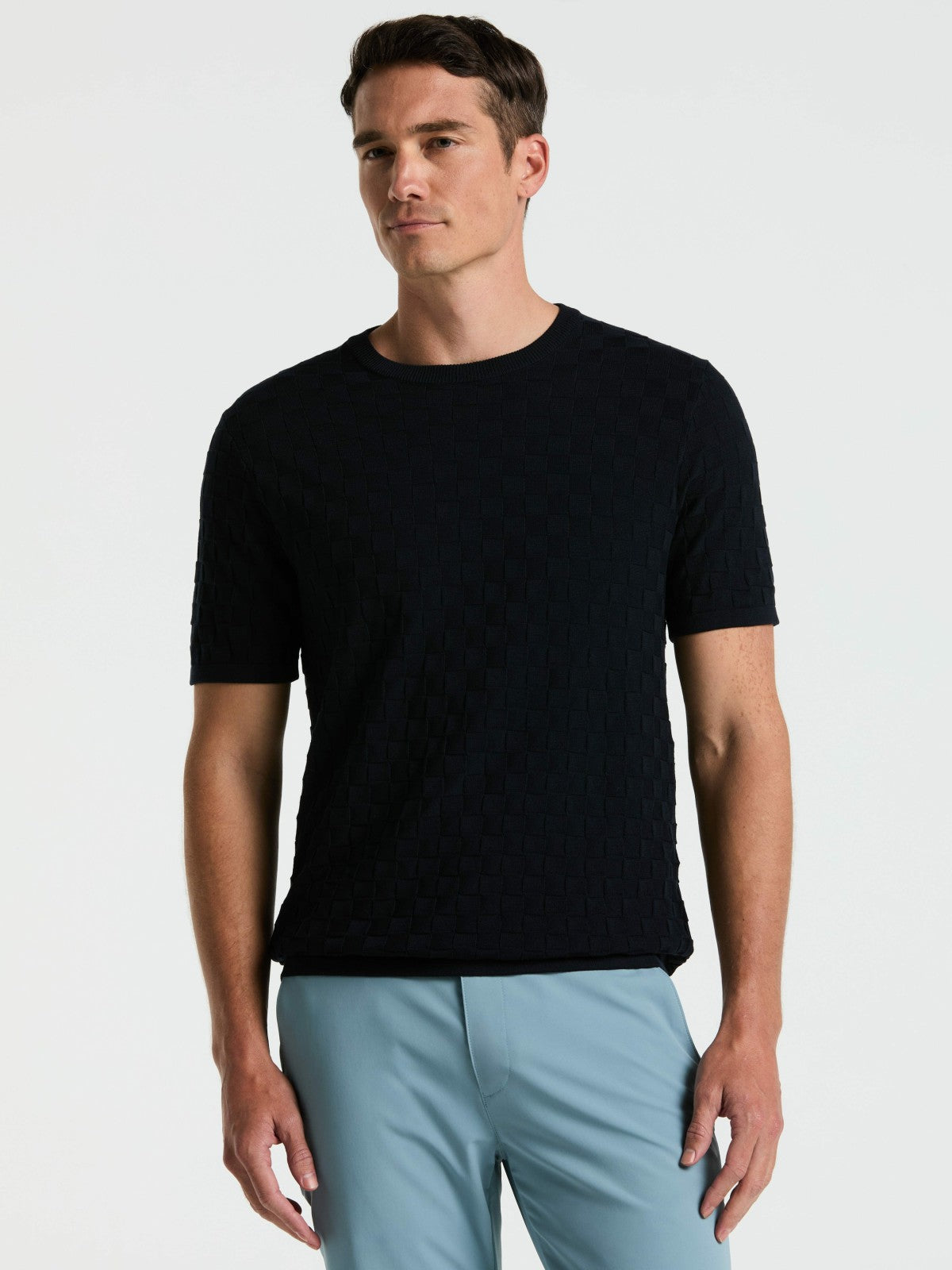 Square Pattern Crew Neck Sweater Tee -  Perry Ellis on sale
