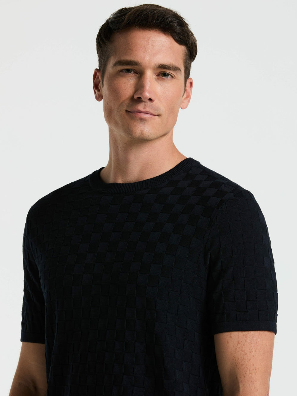 Square Pattern Crew Neck Sweater Tee -  Perry Ellis on sale
