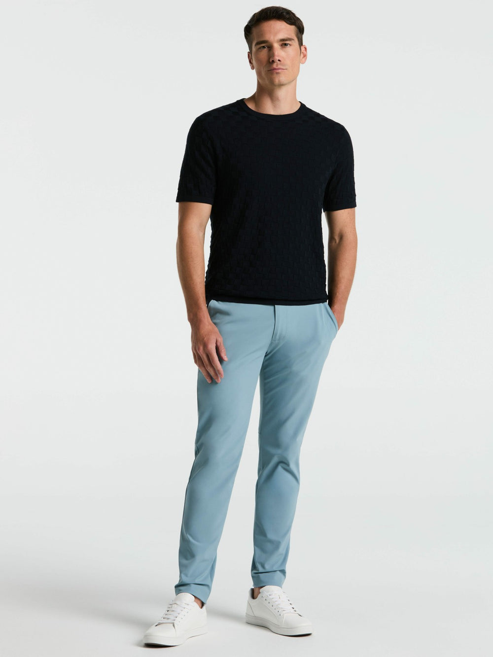 Square Pattern Crew Neck Sweater Tee -  Perry Ellis on sale