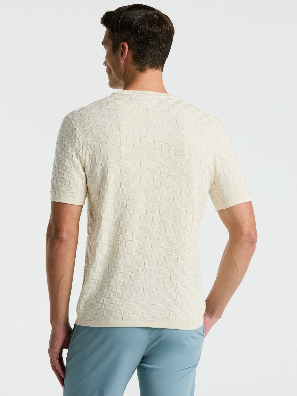 Square Pattern Crew Neck Sweater Tee -  Perry Ellis on sale