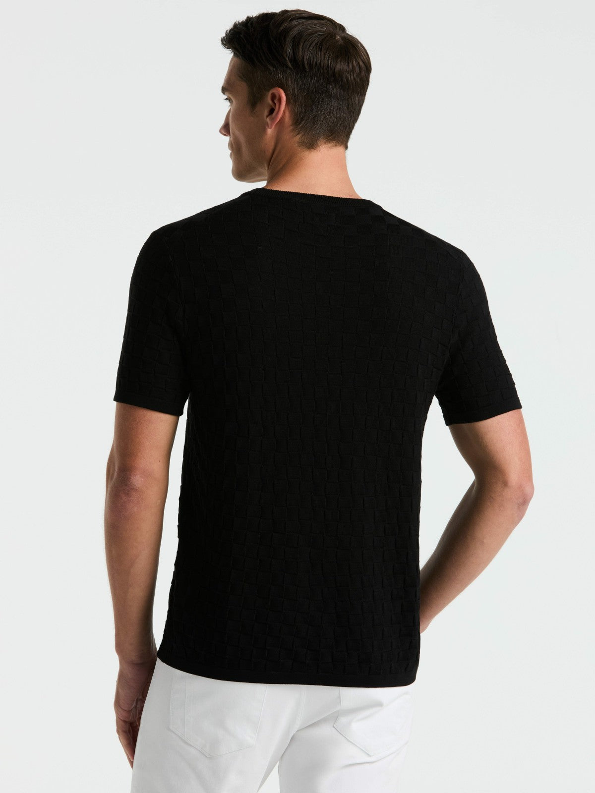 Square Pattern Crew Neck Sweater Tee -  Perry Ellis on sale