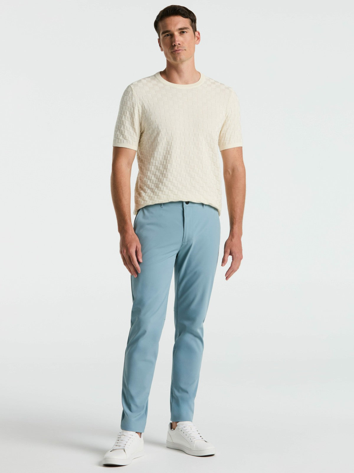 Square Pattern Crew Neck Sweater Tee -  Perry Ellis on sale