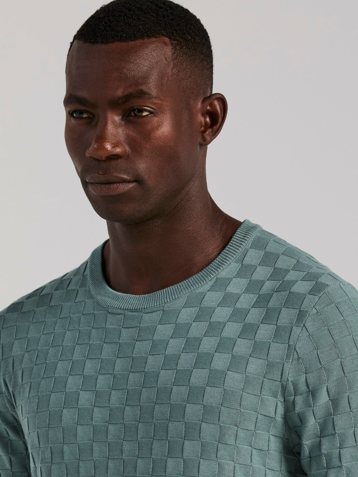 Square Pattern Crew Neck Sweater Tee -  Perry Ellis on sale