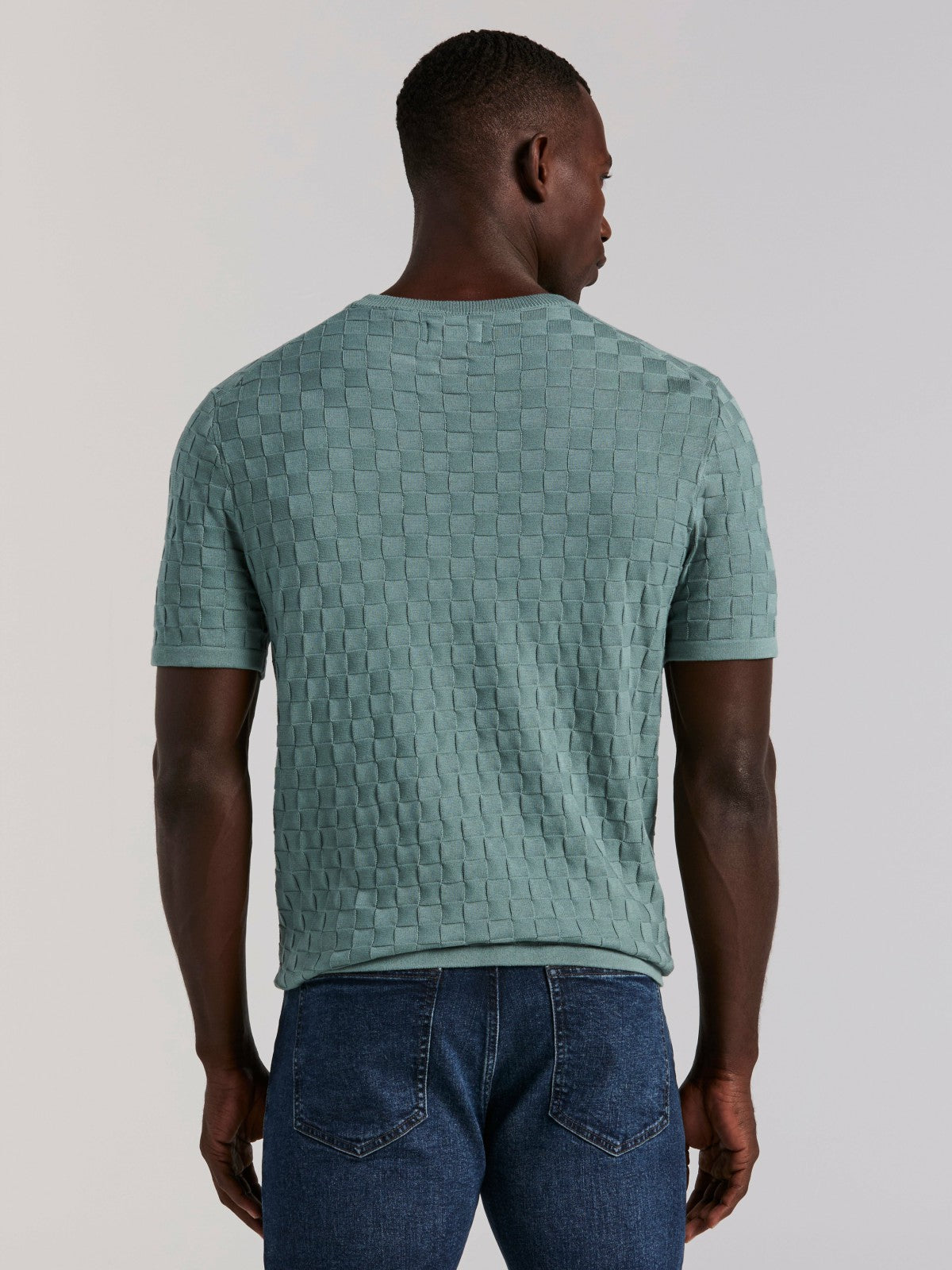 Square Pattern Crew Neck Sweater Tee -  Perry Ellis on sale