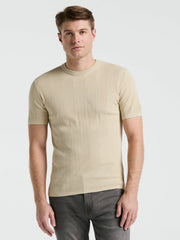 Tech Knit Mesh Striped Crew Neck Shirt -  Perry Ellis discount