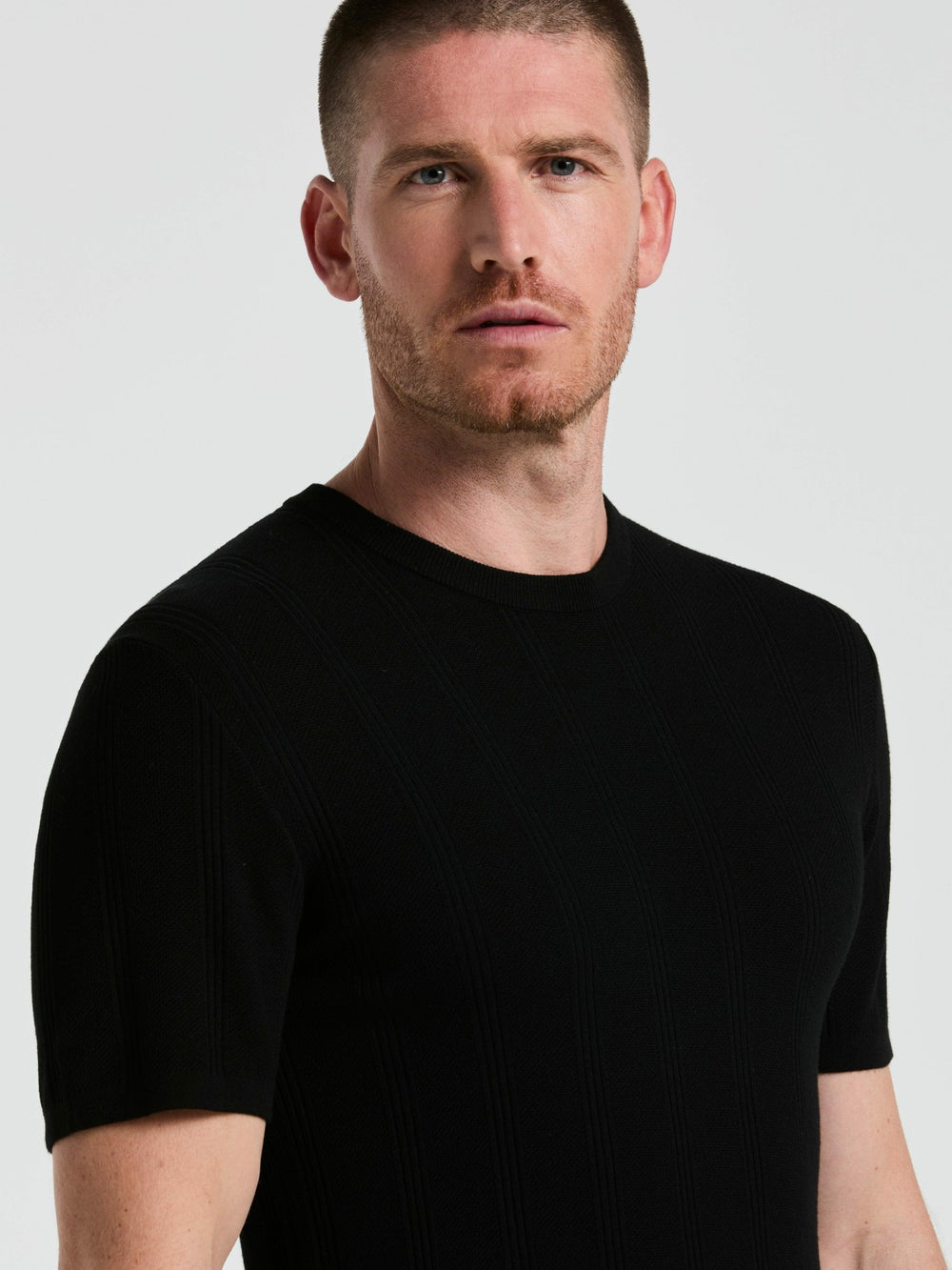 Tech Knit Mesh Striped Crew Neck Shirt -  Perry Ellis discount