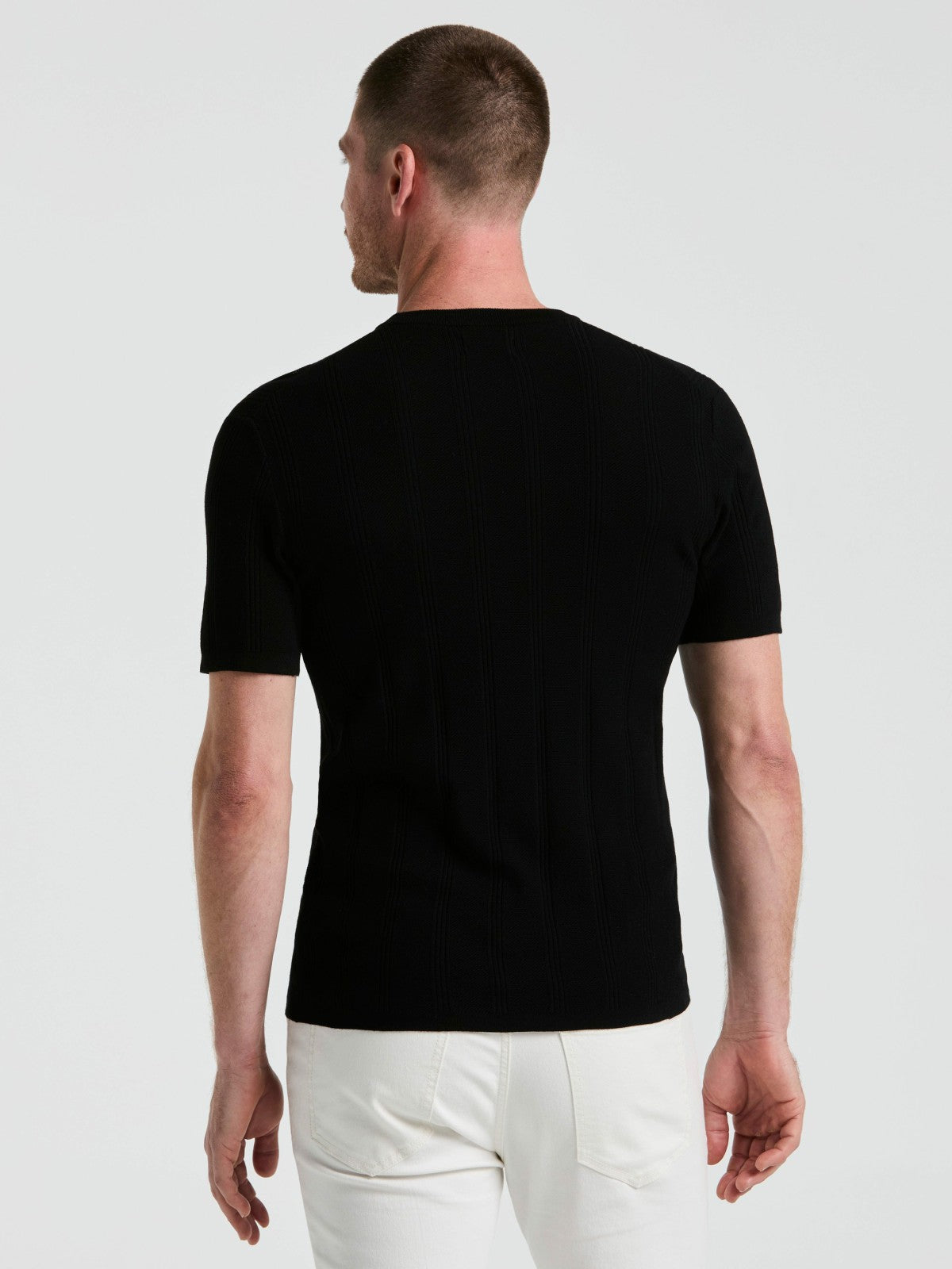 Tech Knit Mesh Striped Crew Neck Shirt -  Perry Ellis discount
