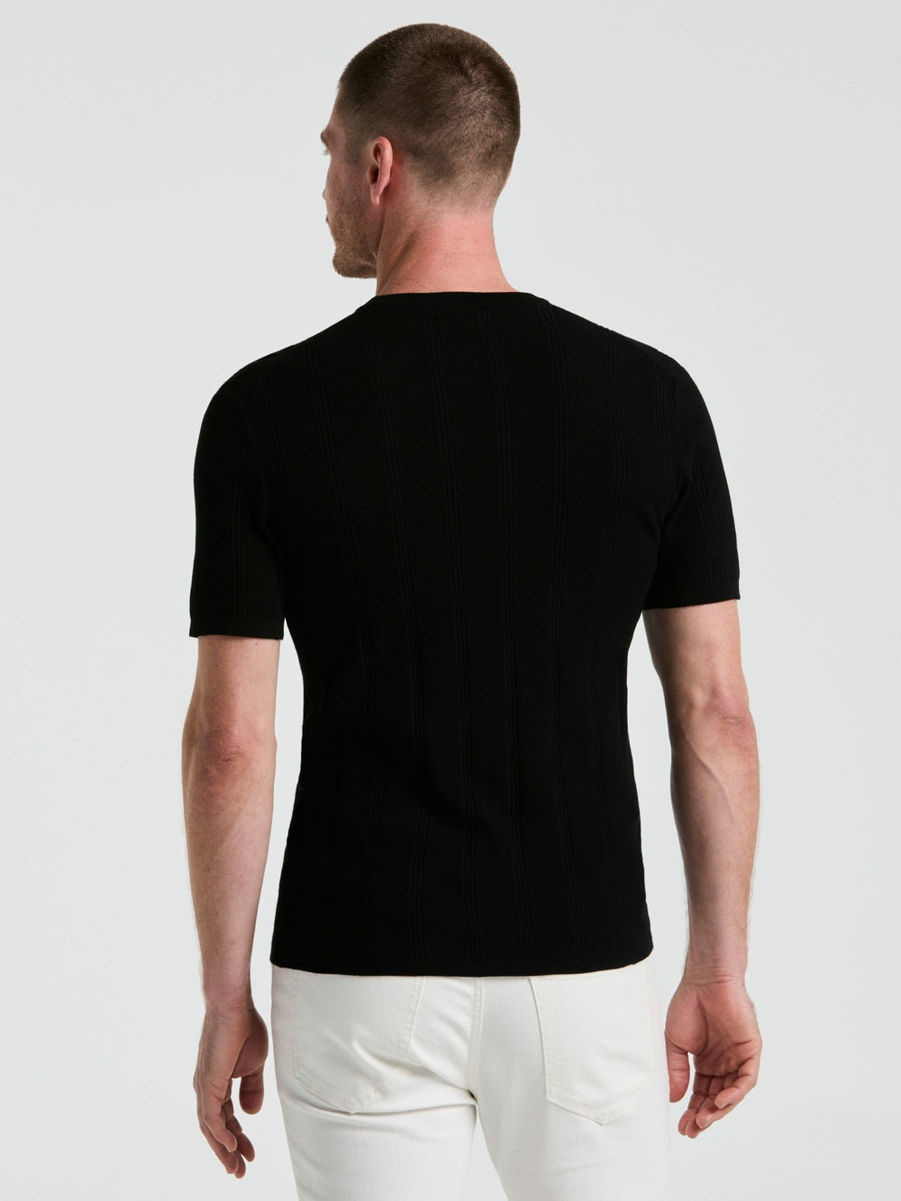 Tech Knit Mesh Striped Crew Neck Shirt -  Perry Ellis discount