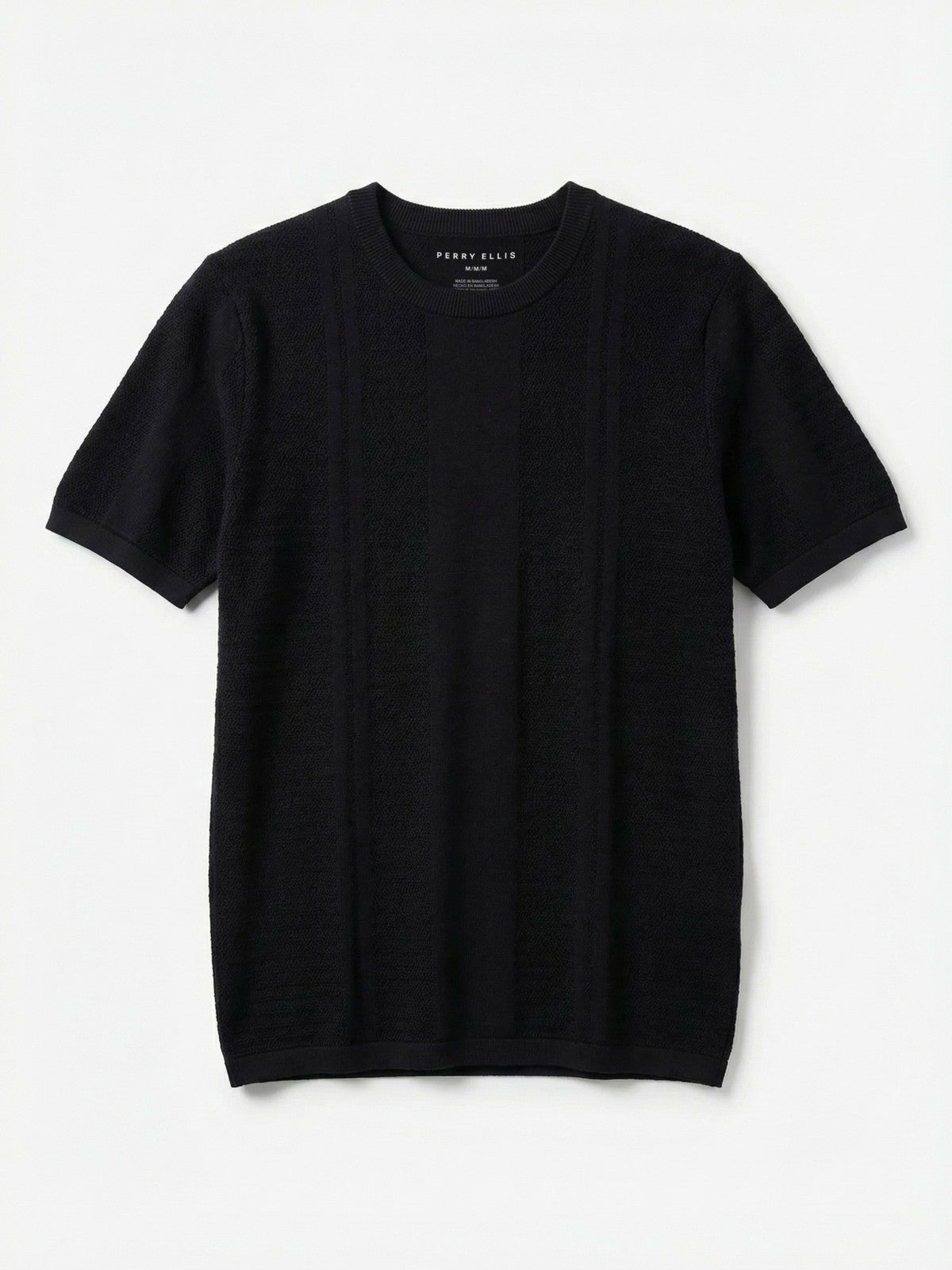 Textured Stripe Crew Neck Sweater Tee -  Perry Ellis US